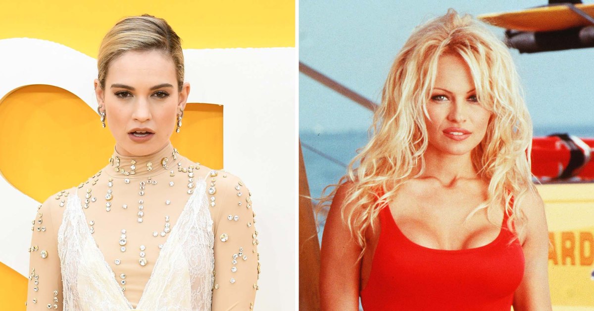 Lily James Sports Iconic Baywatch Swimsuit in Pam & Tommy 